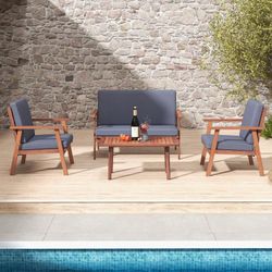 Solid Wood Patio Furniture Outdoor Conversation