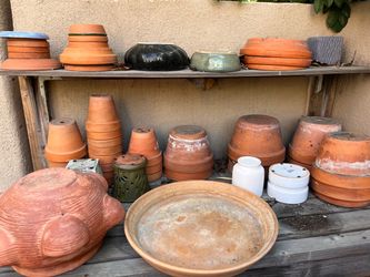 Large Lot of Terra Cotta Pots and Saucers