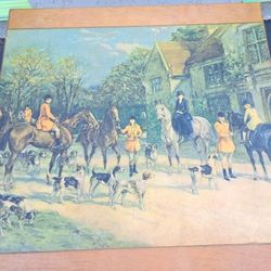 Marked Down Very Old Rare Antique Tilt Top Table Picture Depicts Fox Hunt 