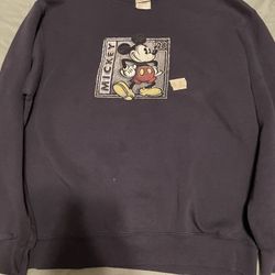 Vintage 90s Disney Store Mickey Mouse Sweatshirt - Embroidered/Graphic - Navy Blue
