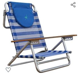 Brand New Ostrich South Beach Sand Chair, Blue/White