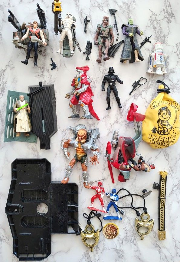 Vintage Toys 80's-90's Marvel, Star wars, MOTU, Power Rangers And More! WOULD TRADE !!! READ DESCRIPTION!!