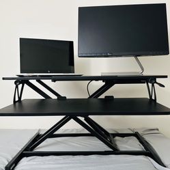Height Adjustable Sit to Stand Riser, Dual Monit32 inch Desk Converter