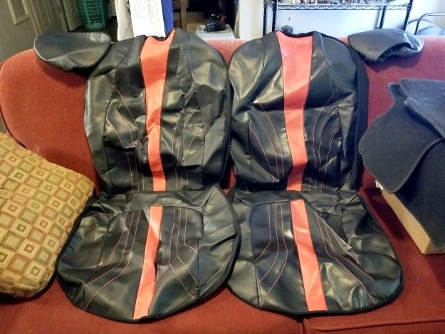 Aftermarket Front Seat Covers - Black & Red