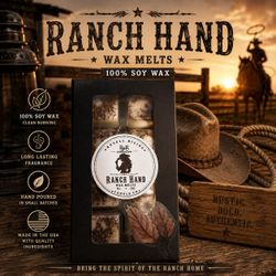 100% Soy Wax Ranch Hand Wax Melts Handmade Scented Wax Melts Clean Burning Ships from Texas
Bring the warmth of the ranch into your home with Ranch Ha