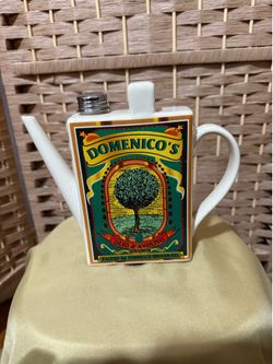 Domenico's Ceramic Oil/Vinegar Cruet White Multicolor with Pour Spout Handle