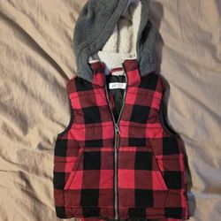 H&M Buffalo Plaid Zip Up Hooded Vest