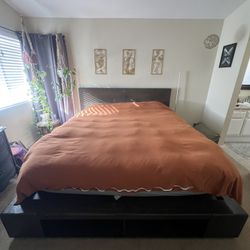 ✨ King Platform Bed + Solid Wood Headboard – Modern, Minimal, Storage Base ✨