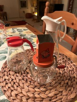 Nut Grinder, Syrup And Dressing Pitchers