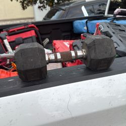 Used 15 pound rubberized dumbbells