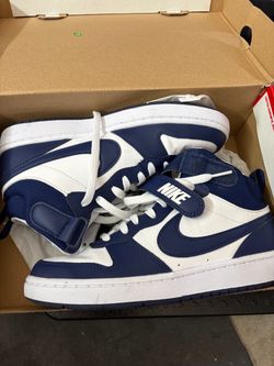 White and blue mid Nike size 6.5y