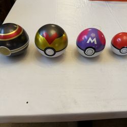 4 Pokemon Balls With Characters 