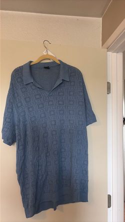 Blue Knit Polo Shirt