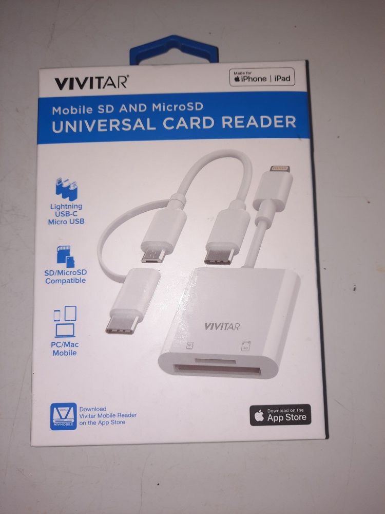 Vivitar USB C Adapter/iPhone Lightning/Micro-USB Universal SD, Micro SD Card Adapter & Reader