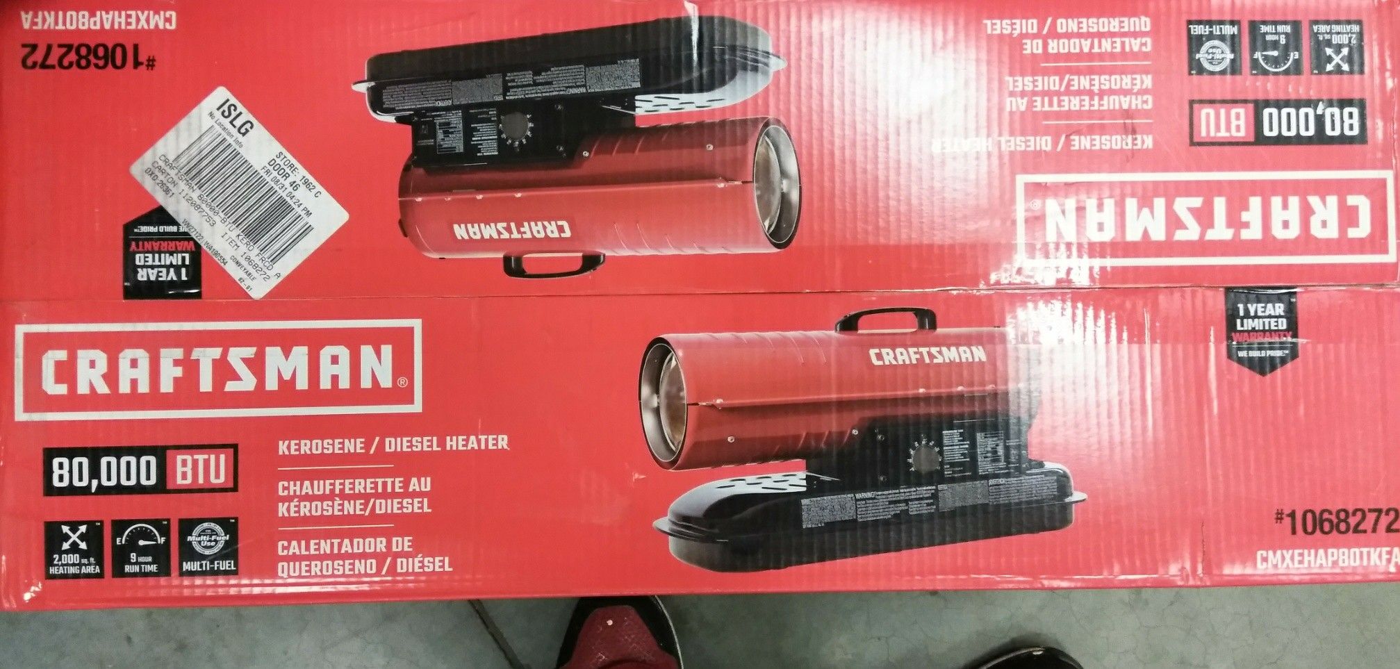 CRAFTSMAN 80,000 BTU Forced Air Kerosene Diesel, 50 OFF
