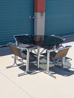 Vintage Mid Century Modern Arcadia Dining Set by Jerry Johnson – Set of 4 Chairs & Table