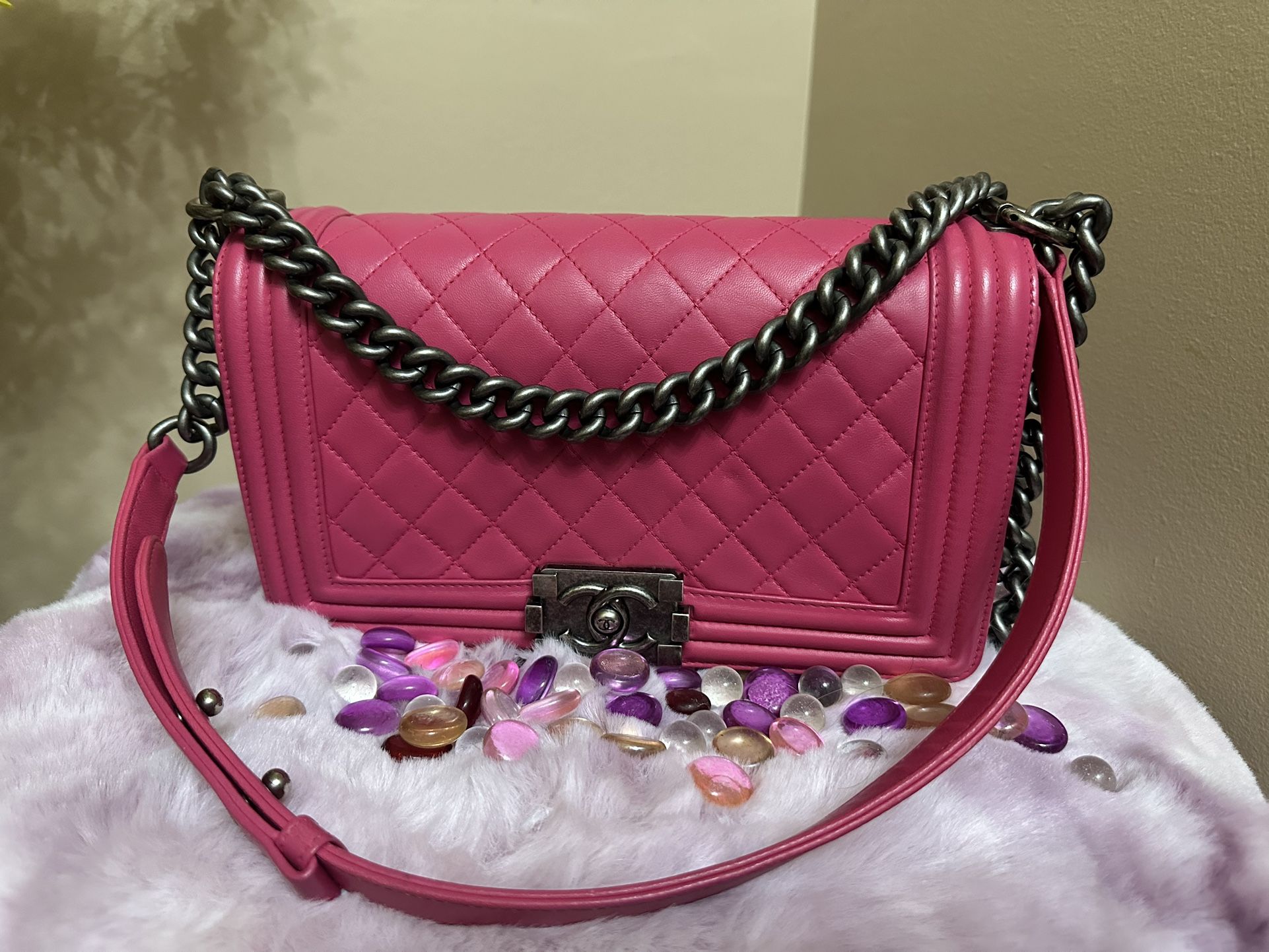 Barbie Pink Le Boy Medium Lambskin With Gun Metal Hardware Other - Clothing