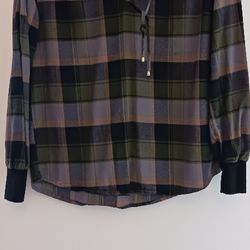 Juicy Couture! Green with black Plaid Cotton/Rayon Shirt