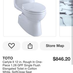 TOTO Carlyle II 12 in. Rough In One-Piece 1.28 GPF Single Flush Elongated Toilet in Cotton White, SoftClose Seat Included