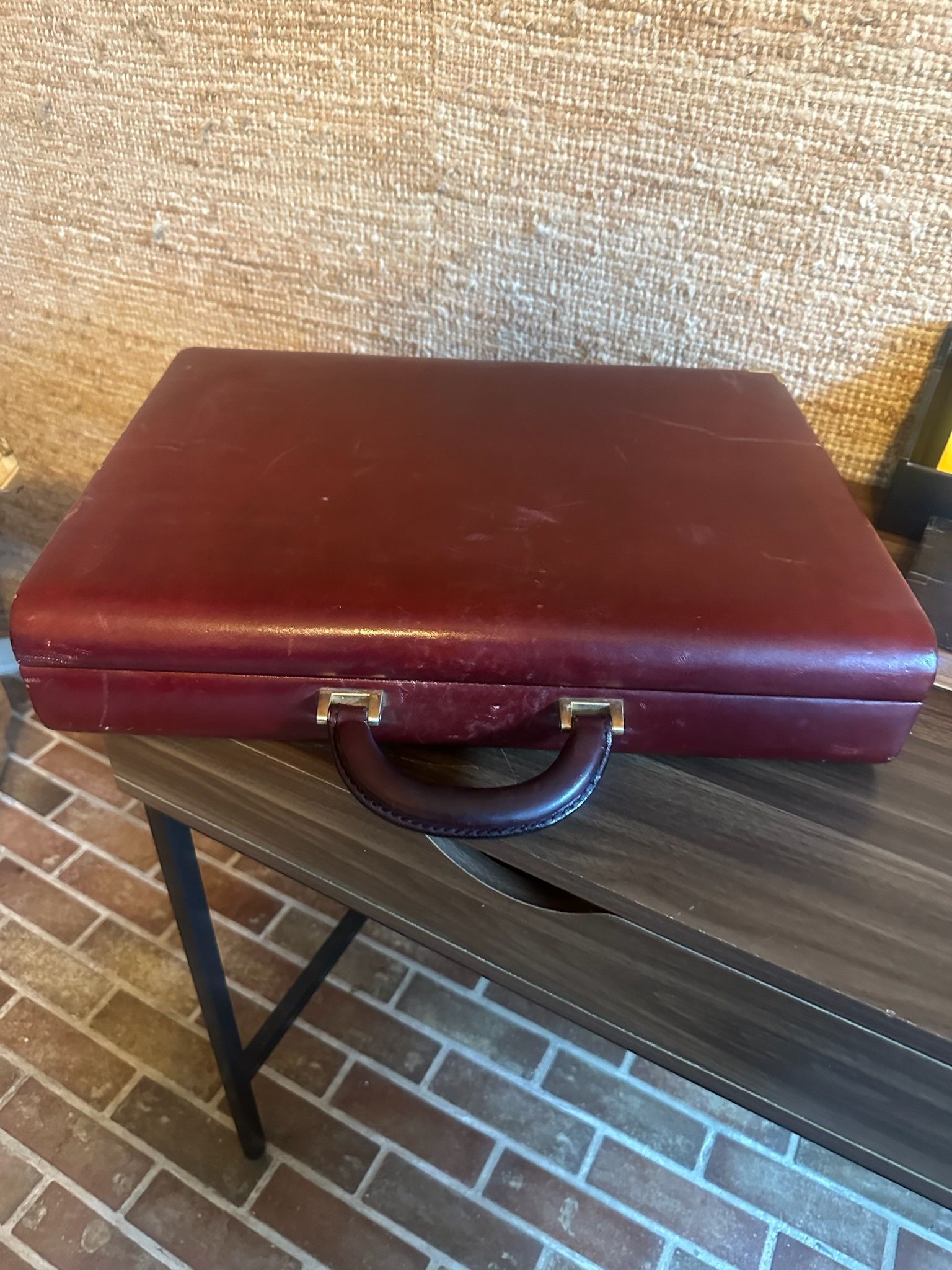 Vintage Tumi Leather Attache Case, Hardside Briefcase. Locking,Merlottt Color.