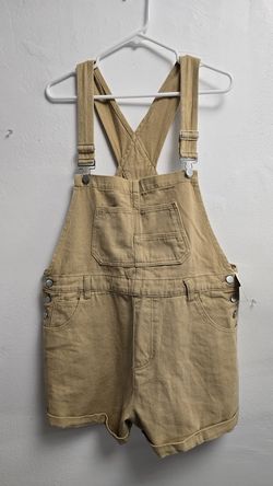 ANRABESS Women Overalls Shorts XL Beige Casual Denim Bib Romper