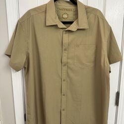 WARRIOR CAMOS 2XL Men’s Short Sleeve Solid Tan Button Down