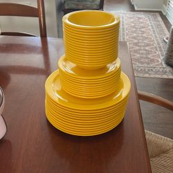 Plastic Yellow Plate Set