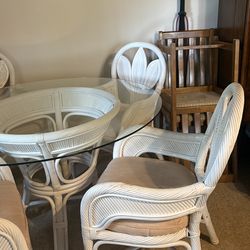 Wicker/Glass Table and Chairs