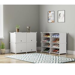 HOMIDEC Shoe Rack, 4 Tier Shoe Storage Cabinet 16 Pair Plastic Shoe Shelves Organizer for Closet Hallway Bedroom Entryway