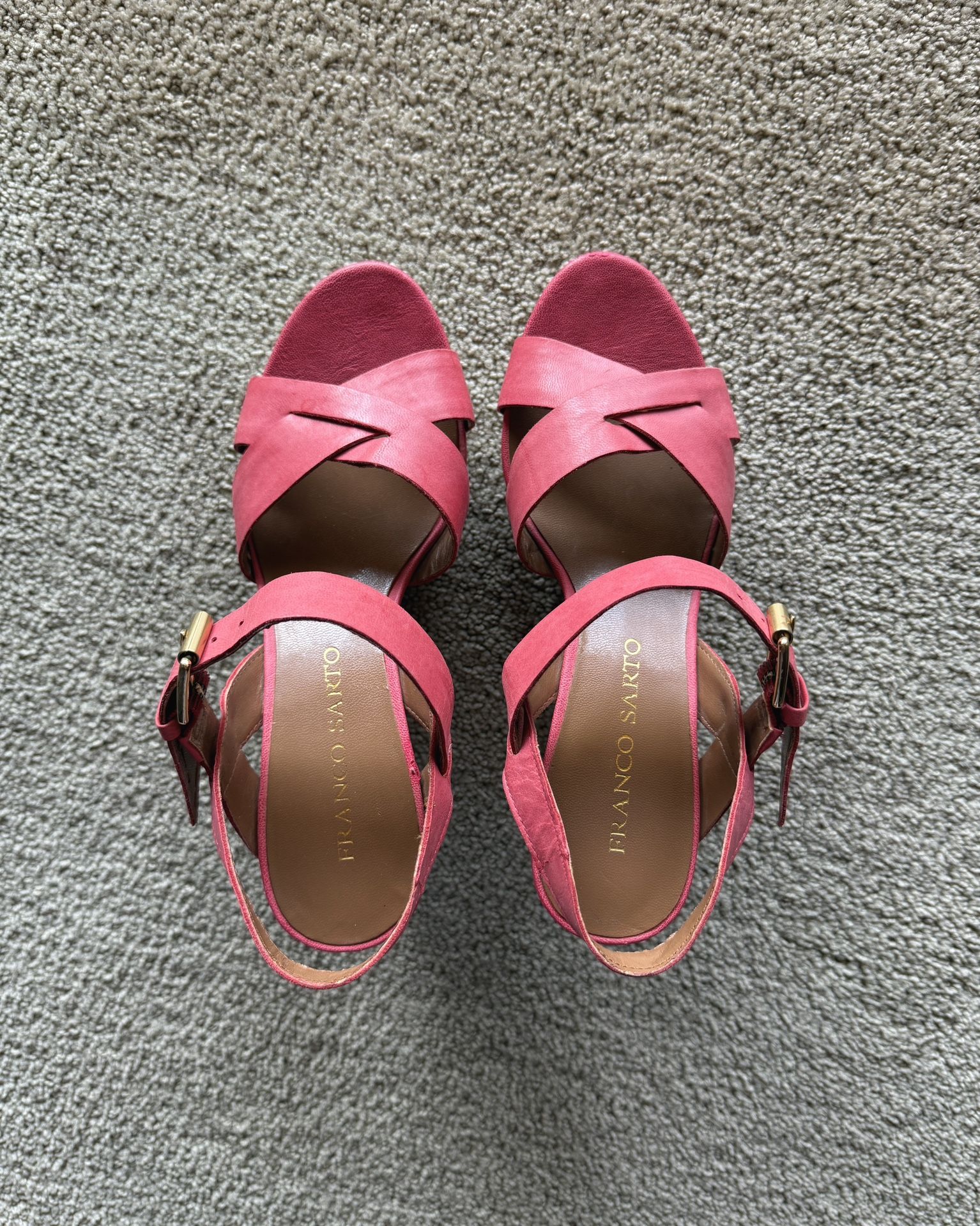 Franco Sarto coral leather cork wedge sandals - 6.5