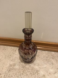Vintage Cranberry Crystal Cut to Clear Decanter