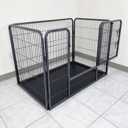 $105 (Brand New) Heavy-duty dog pet playpen w/ plastic tray indoor outdoor cage kennel 4-panel, 49”x32”x35” 