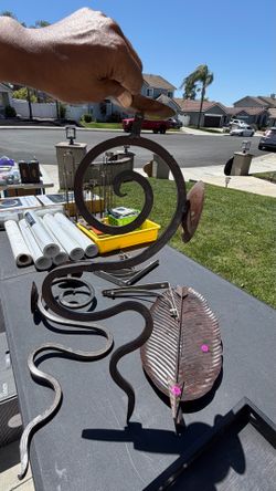2 designer hand  wrought iron large wall candle holders