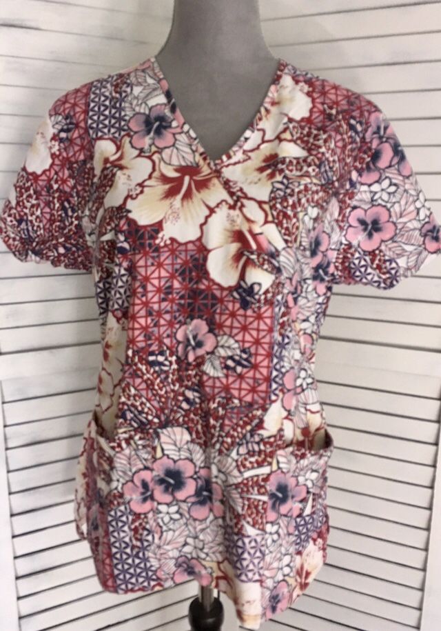 Floral Scrub Top, Medium 