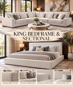 πFree Delivery! Flash Sale! Brand New King size Bedframe, Mattress and Sectional