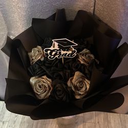 Graduation Eternal Flower Bouquet Gold And Black