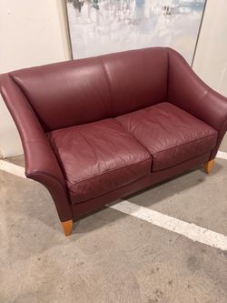 Burgundy Leather Loveseat Sofa