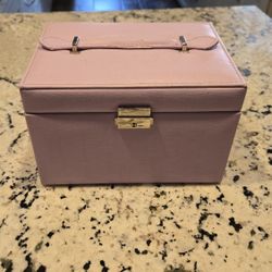 Pink Leather Makeup Storage & Organizer 