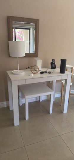 White Desk / Console Table with Drawer