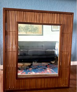 Bamboo Frame Brown  wall Mirror