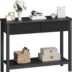 Black Console Table With Drawer And Shelf