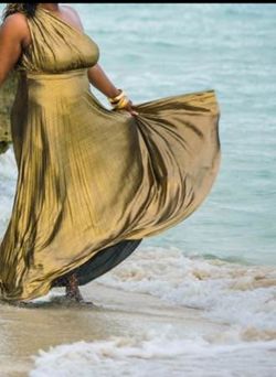 Women's Luxury Metallic One Shoulder Sleeveless Elegant Pleated Long Dress