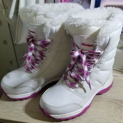 Girls 13 Snow Boots - White/Pink