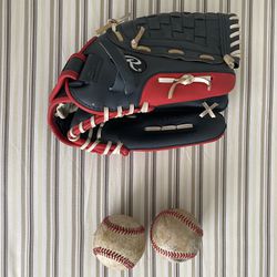 Baseball Glove and 2 Baseballs