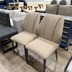 Set of 4,Upholstered PU Leather Dining Chair Armless Side Chairs Home - 17x19x34inch - Light Khaki $235