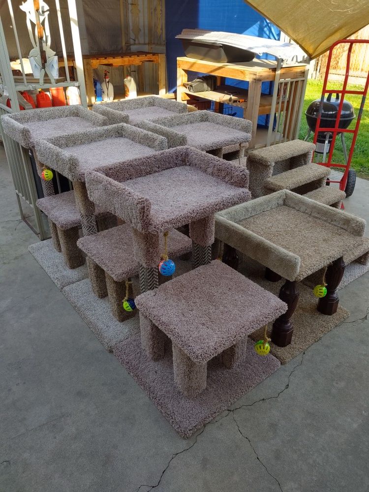 Many new cat trees. 2 tier cat trees $55 large pet steps $75
