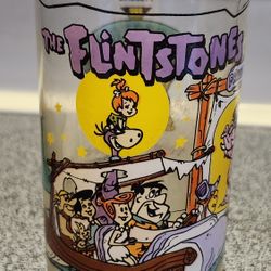 VTG Hardee's 1991 The Flintstones 30 Years Glass Tumbler "Going to the Drive-In"