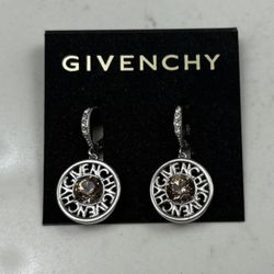 Givenchy crystal logo-frame coin drop earrings in a silver-tone