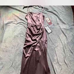 Light Purple Satin Formal Maxi Dress