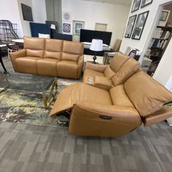 Leather Power Reclining Sofa 